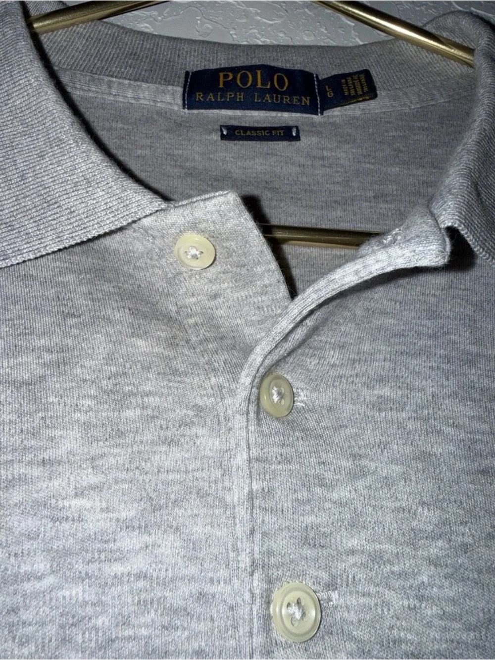Polo Ralph Lauren Mens Large Gray Golf Polo Pima Soft Touch Custom Fit shirt